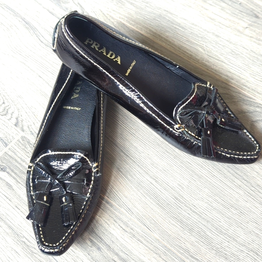 Prada Vintage Patent Leather Driving Moccasins